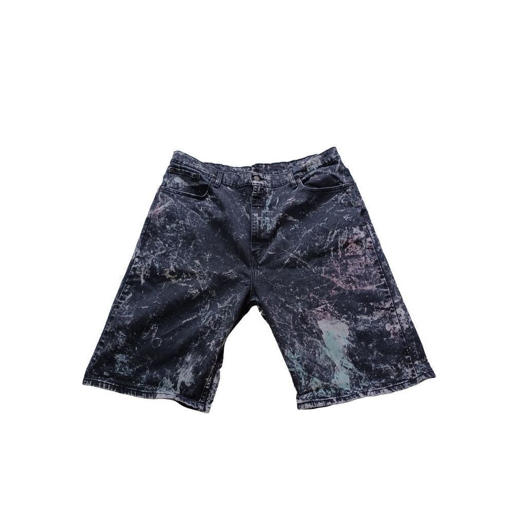 Mens Black Tye Washed  Levi Jean Shorts‎ 42Wx27 L